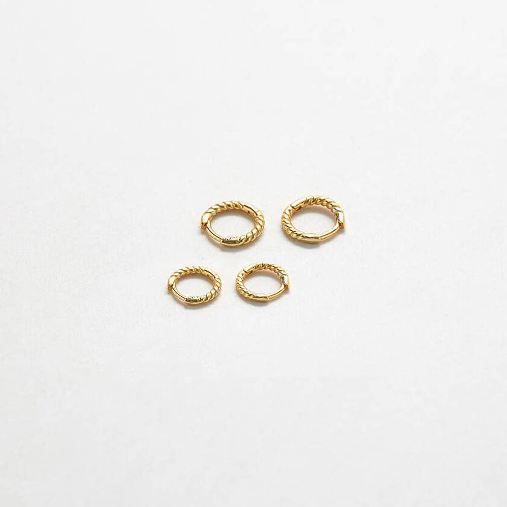 Admiral Row Jewelry - Wholesale Huggie Earrings - Mini Gold Vermeil Rope Twist Huggies - Spring 20263