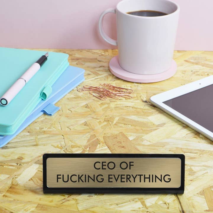 Flamingo Candles – wholesale Desk/tabletop sign – CEO Of Fucking Everything Desk Plate Sign
