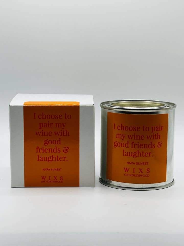 Wine Scent Soy Candle with Wood Wick • Friends & Laughter for wholesale by WIXS on Northwood