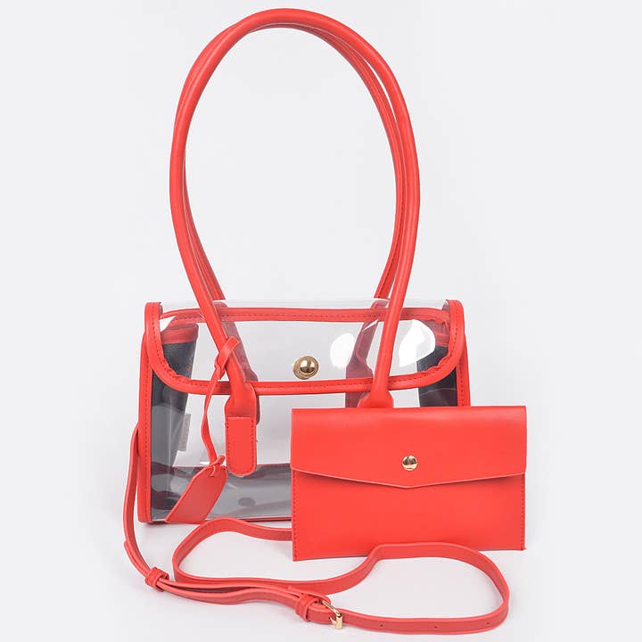 3AM BY H&D ACCESSORIES - Wholesale Crossbody Bag - Women's - Faux Leather Trimed Clear Bag1