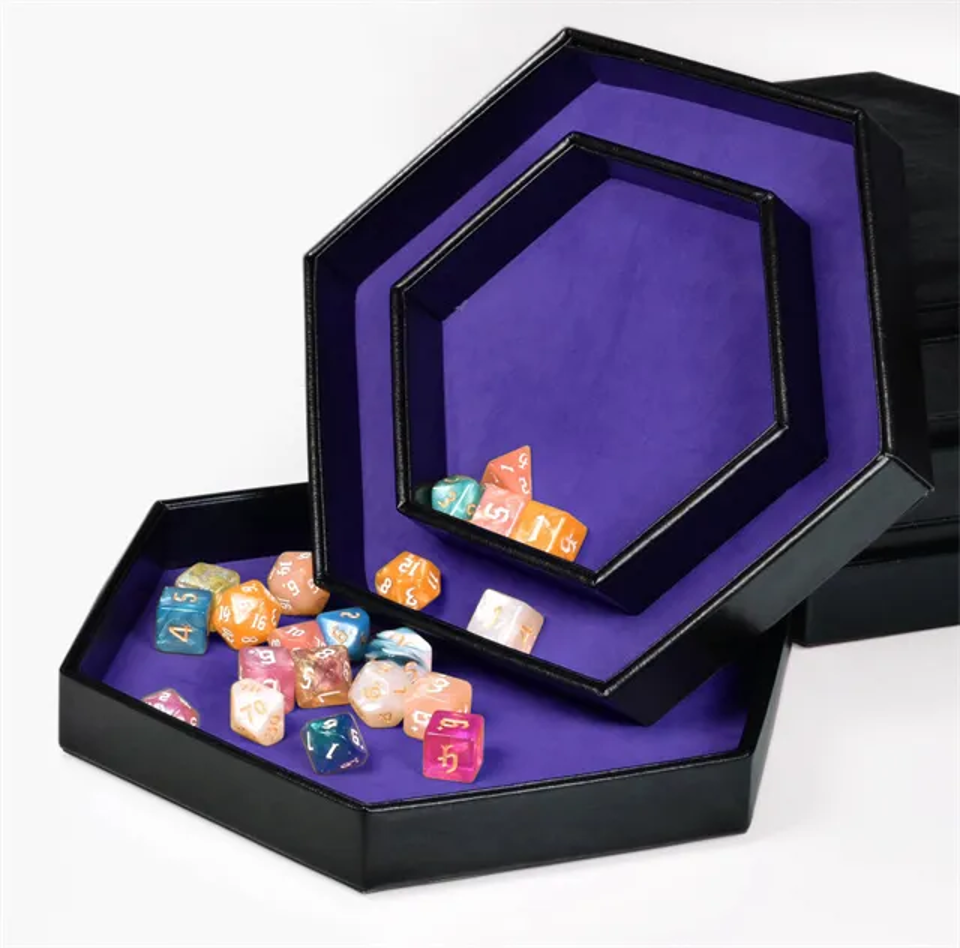 Tabletop Dominion Limited – wholesale Dice – Tray of Fates | Hexagonal Dice Tray | Blue Felt6
