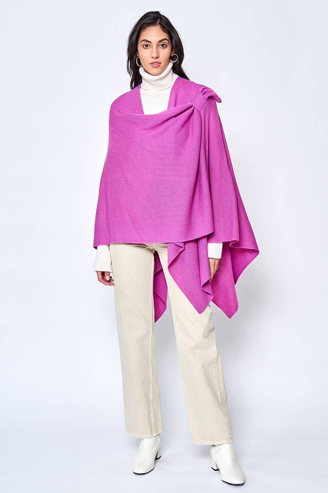 Hana - Venta al por mayor Poncho - Mujer - Ruana sólida con correa para el hombro64