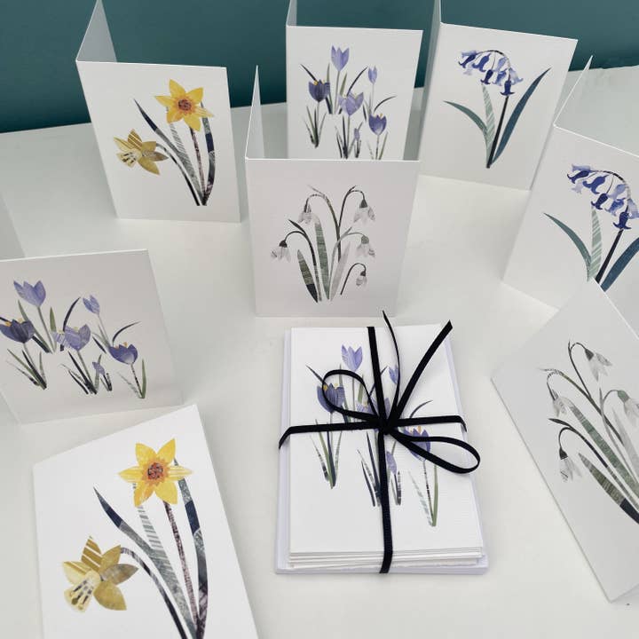 Voorjaarsbloemen Mini Kaartenset van 8 voor wholesale door Bianca Williams Design