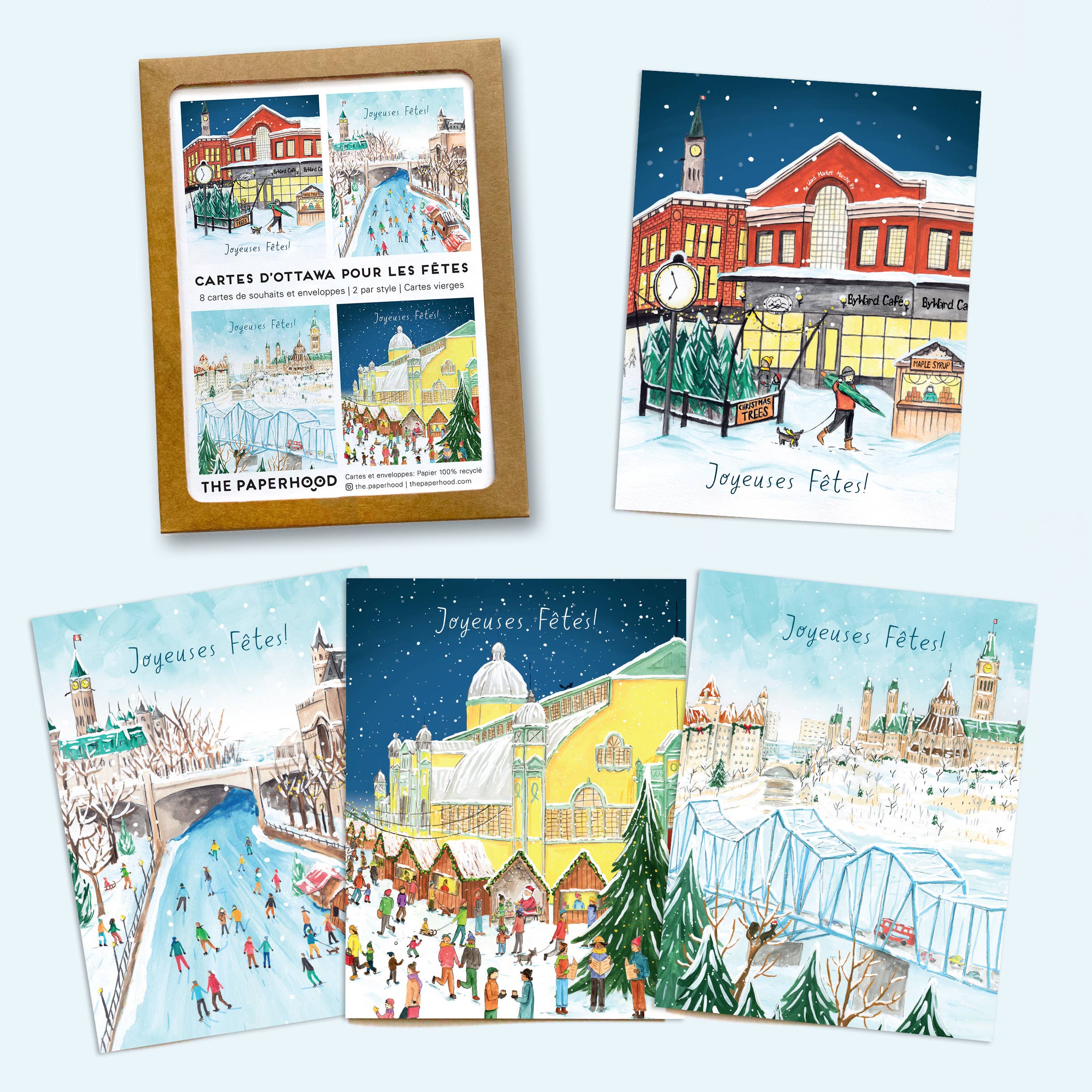 The Paperhood – wholesale Christmas card – French Ottawa Holiday Cards-Assorted Box Of 8 Greeting Cards0