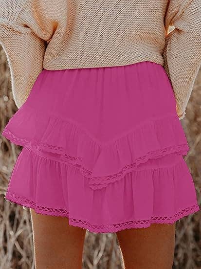 Suhkasana - Wholesale Skirt - Women's - Women's High-Waist Layered Cake Skirt – Summer Casual Mini Skirt17