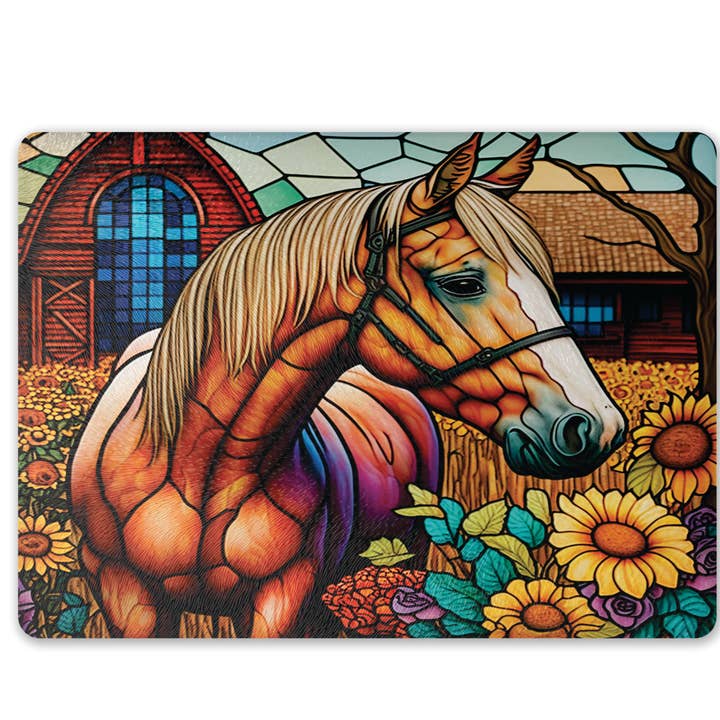Glas Cutting Charcuterie Board - Mosaic Horse för wholesale av Dusty & Delilah Designs