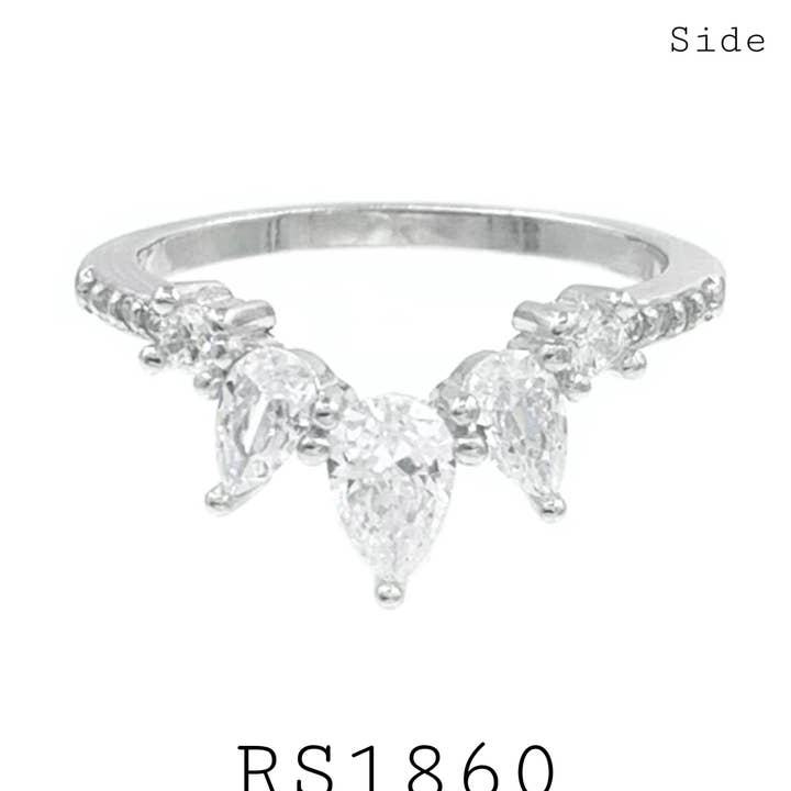 Bague couronne en argent sterling 925 avec zircone cubique blanche pour la vente par Nisso & Co. NYC Jewelry Wholesale