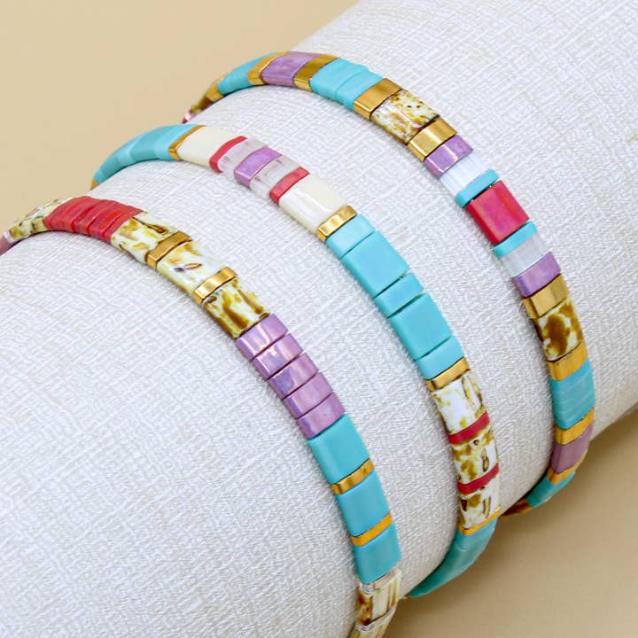 Cayman Tila Beaded Bracelet Stack for wholesale by Myliu New York