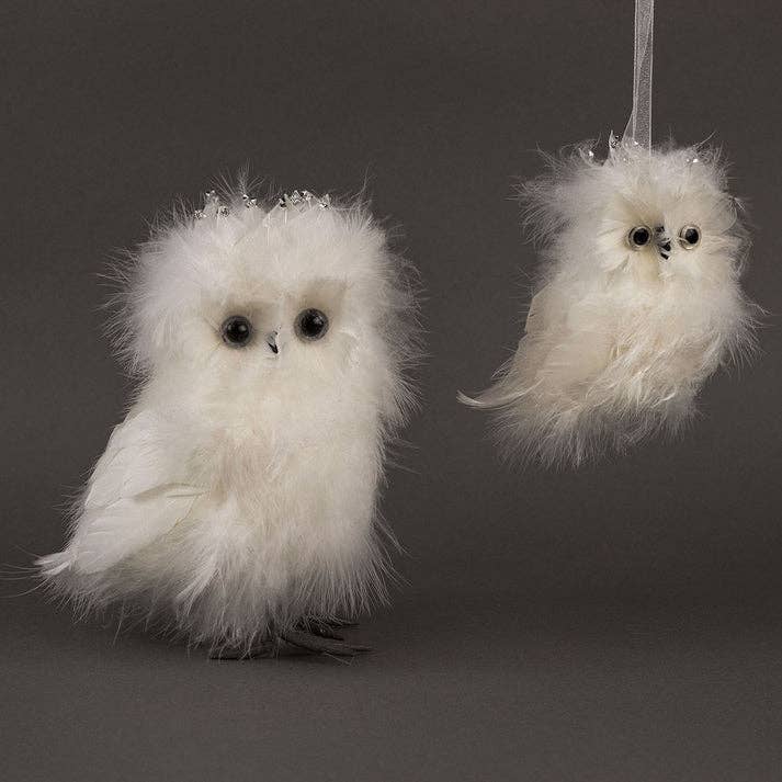 Zucker Feather Products - Wholesale Ornament - White Owl Christmas Ornament0