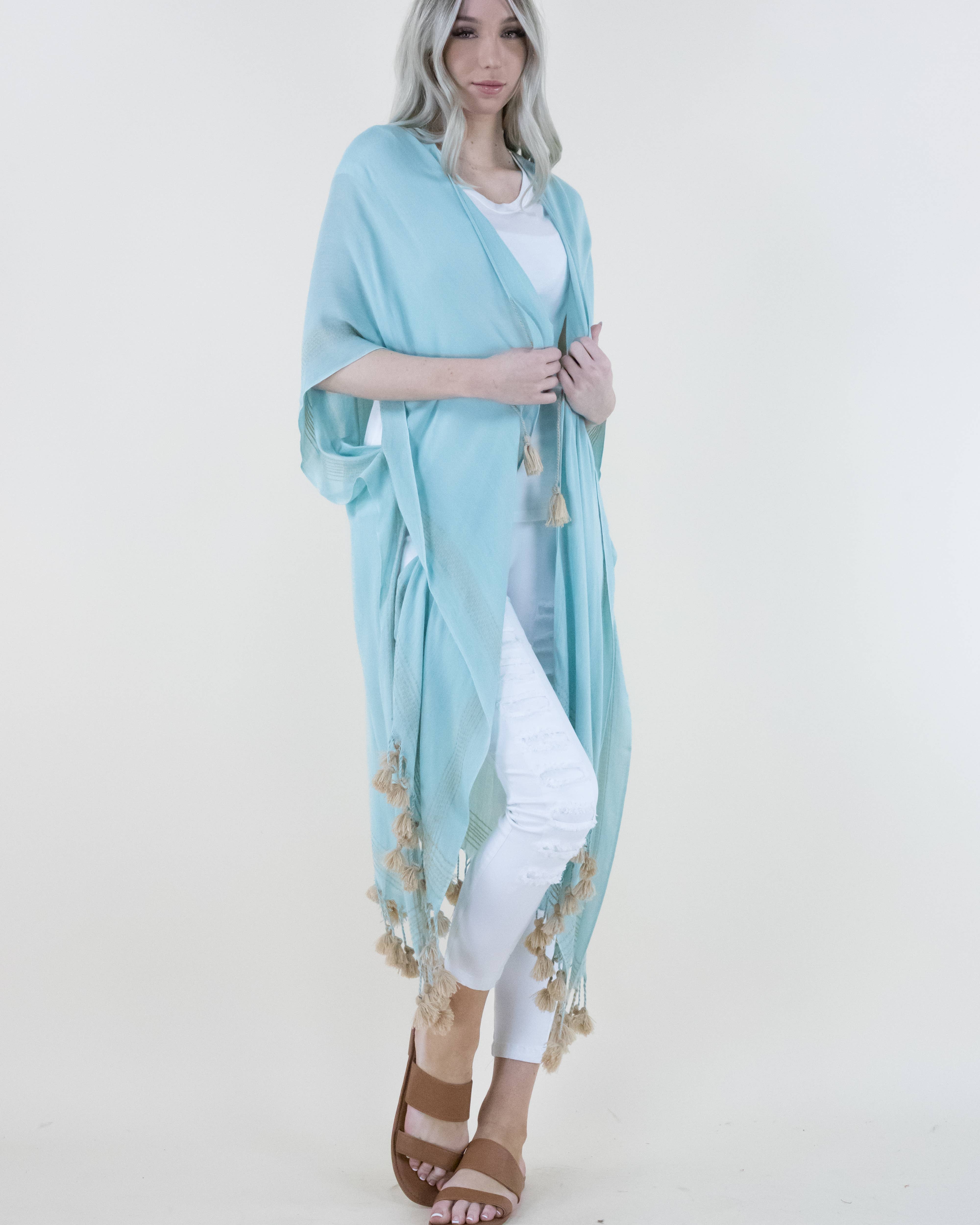 Wholesale Bohemian Soft Tone Kimono w/ Tassels for your
