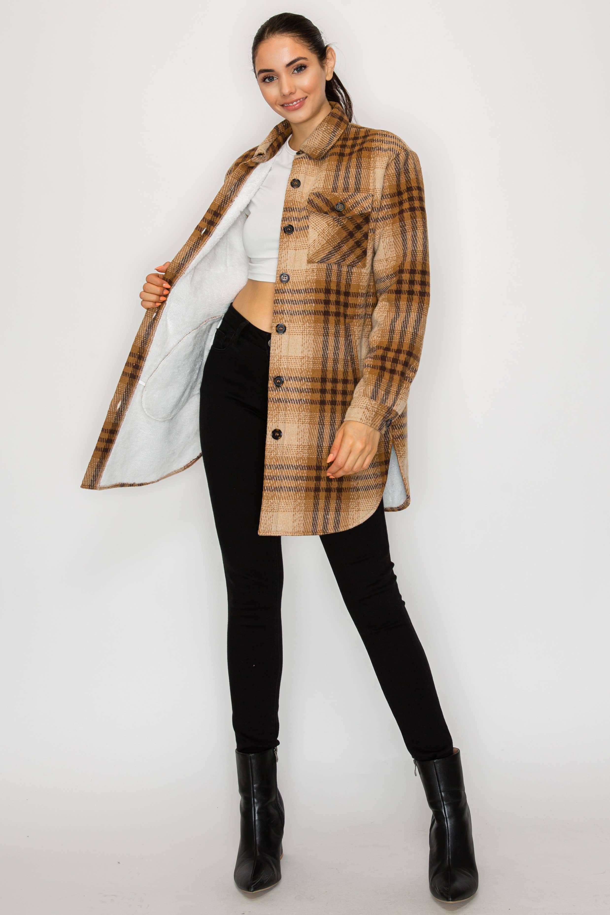 PATRONCITO USA INTERNATIONAL, INC - Wholesale Shirt Jacket/Shacket - Women's - Women Plaid Long Button Shirts Jackets (Shakets) LJ450-202536