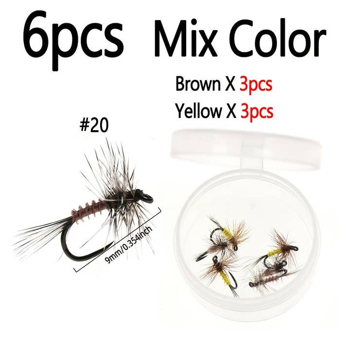 CANADA JME HEALTH NUTRITION CORP. - Wholesale Sporting Accessories - 6pcs/Box Barbless Mayfly Dryfly Fly Fishing Lures Floating Artificial Insect Bait for Trout Perch Bluegill Fishing Lures