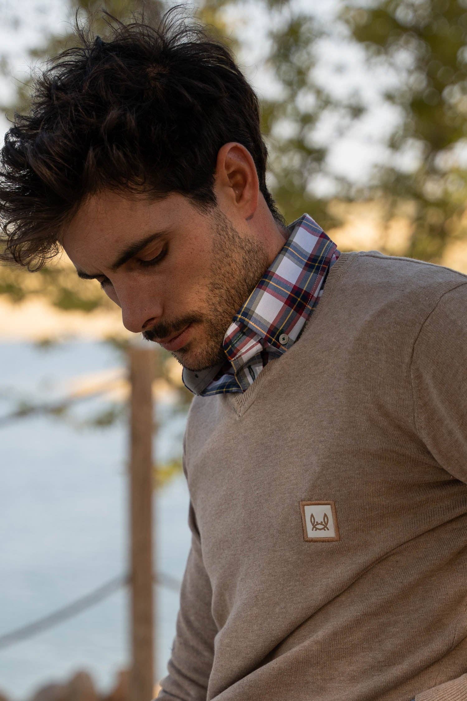 Custi Mikelo: Men's Clothing & Christmas Gifts - Wholesale Knit Sweater - Men's - Beige Elbow Jersey1