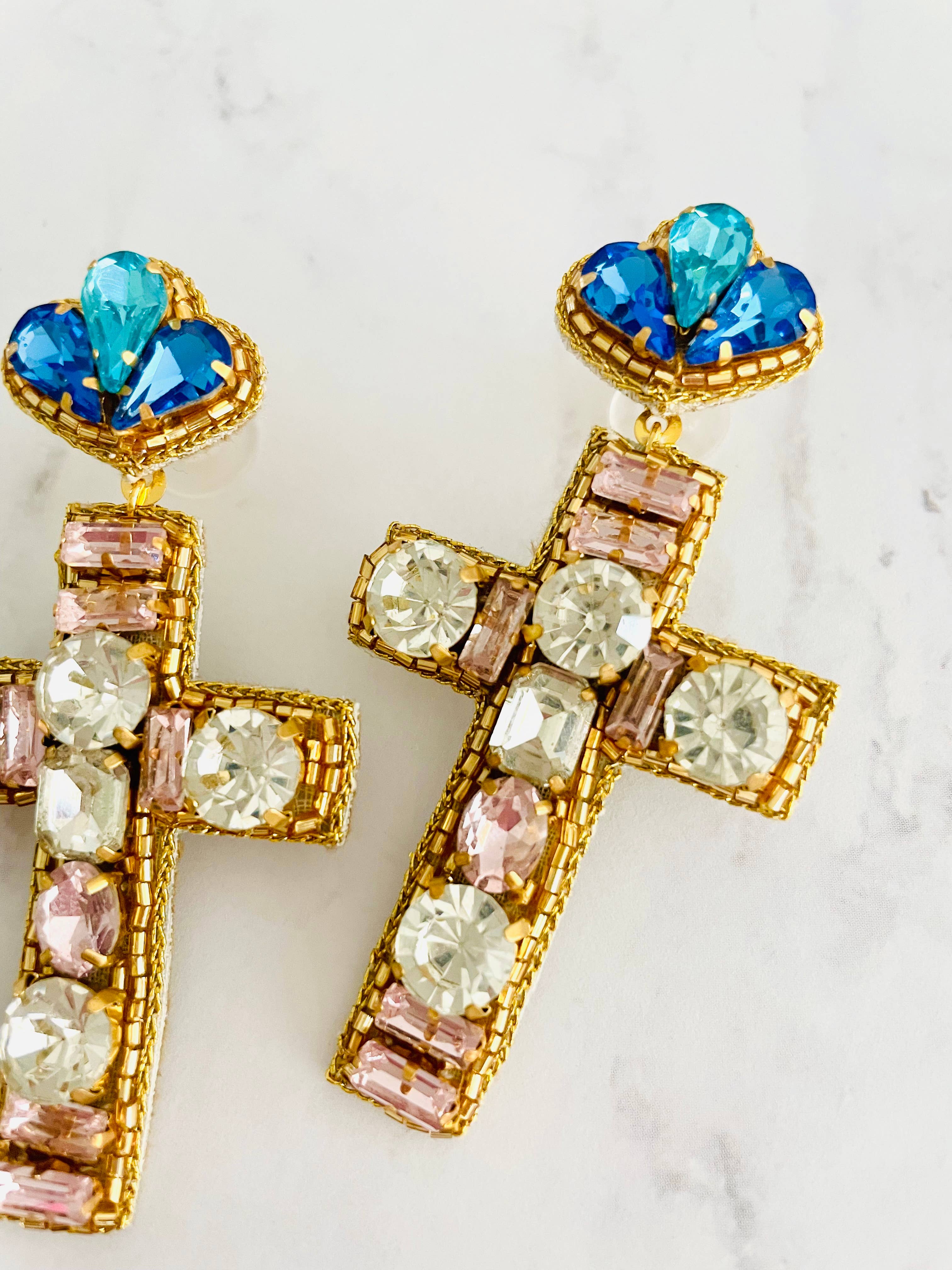 Louie Love - Wholesale Dangle Earrings - Beaded Religious Cross Easter Earrings3