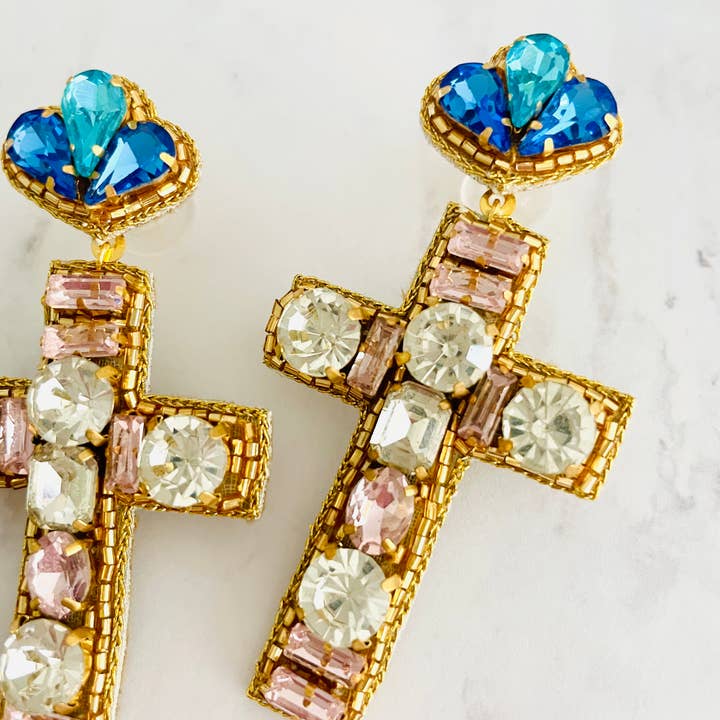 Louie Love - Wholesale Dangle Earrings - Beaded Religious Cross Easter Earrings3