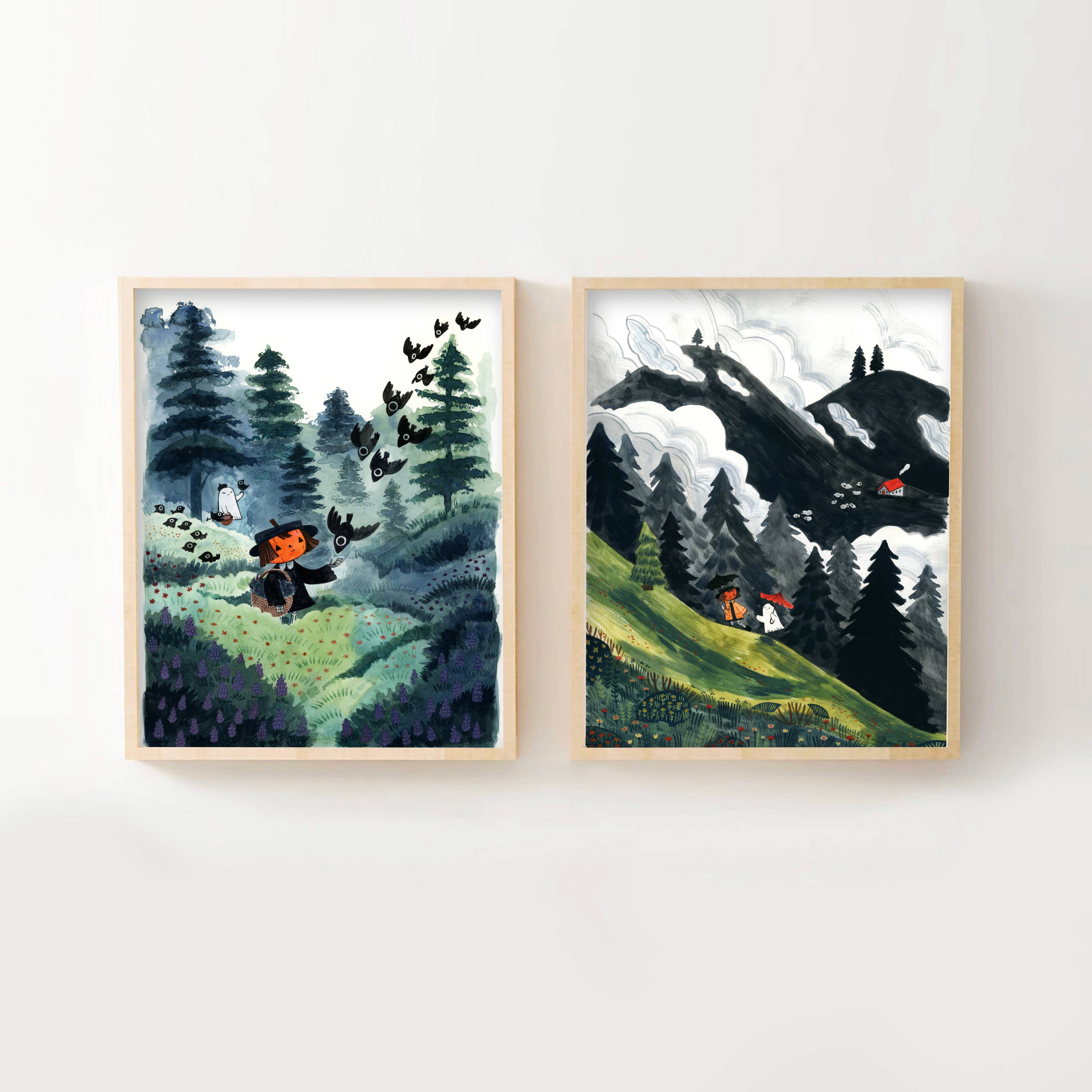 Shelley Couvillion - Wholesale Art Print - Crow Visit Pumpkin & Spice Art Print - Spring Witch1