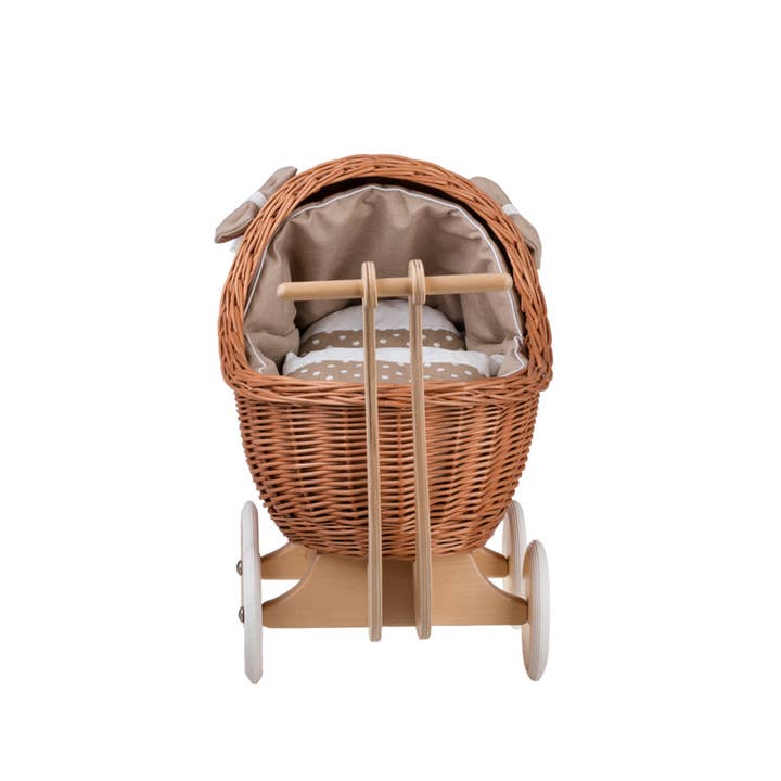 The Wicker Stories - Vente Accessoire de poupée – enfant - Poussette en osier pour poupée, landau naturel6