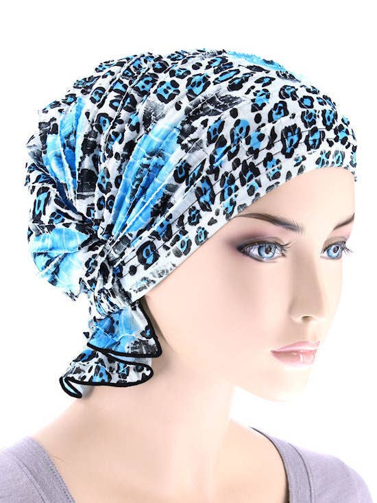 The Abbey Cap Ruffle Blue Rose für den Großhandel von Turban Plus