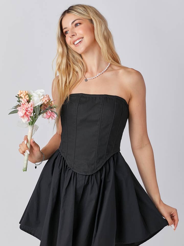 Strapless Tube Babydoll Mini Dress for wholesale by BABY PINK