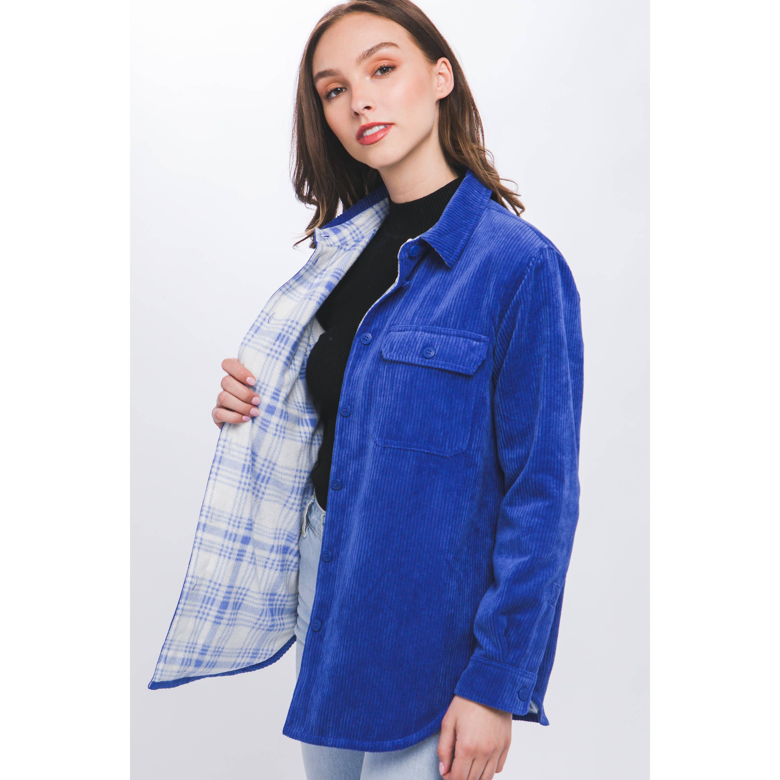 Apolline - Wholesale Shirt Jacket/Shacket - Women's - Corduroy Reversible Button Down Jacket3