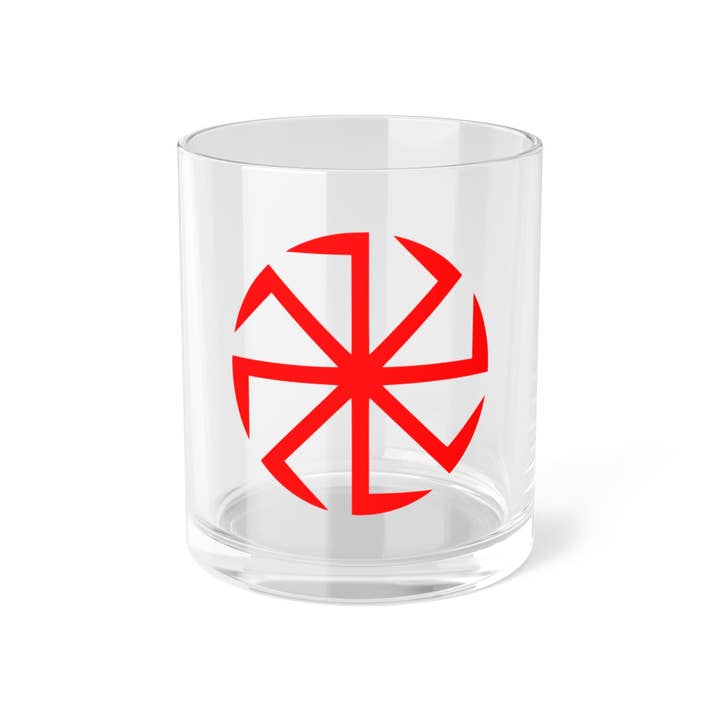 TheFlamingApothecary - Wholesale Drinking Glass/Cup - Slavic Symbol Kolovrat Glass