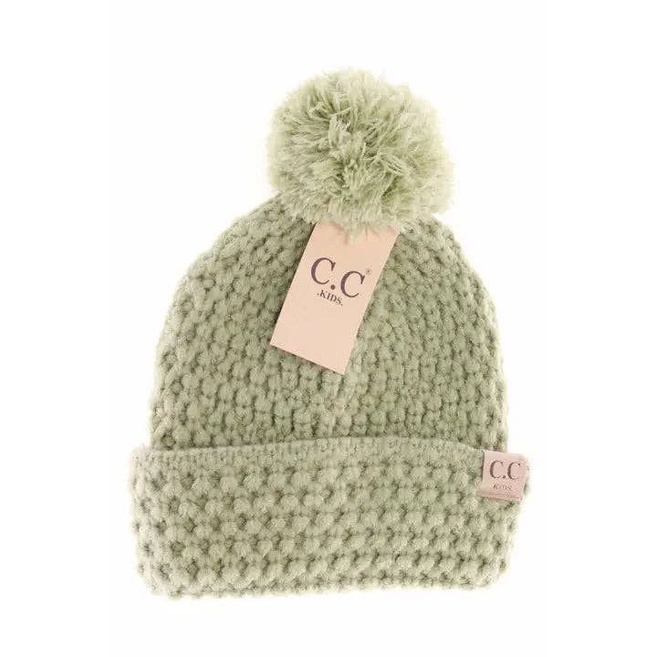 C.C Beanie – wholesale Beanie – Kids – KIDS Bee Stitch Knit Pom C.C Beanie KIDS3841