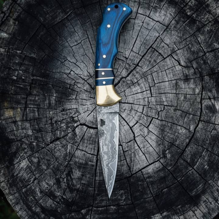 Blue Ridge Damascus Folding Knife for wholesale by Titan International
