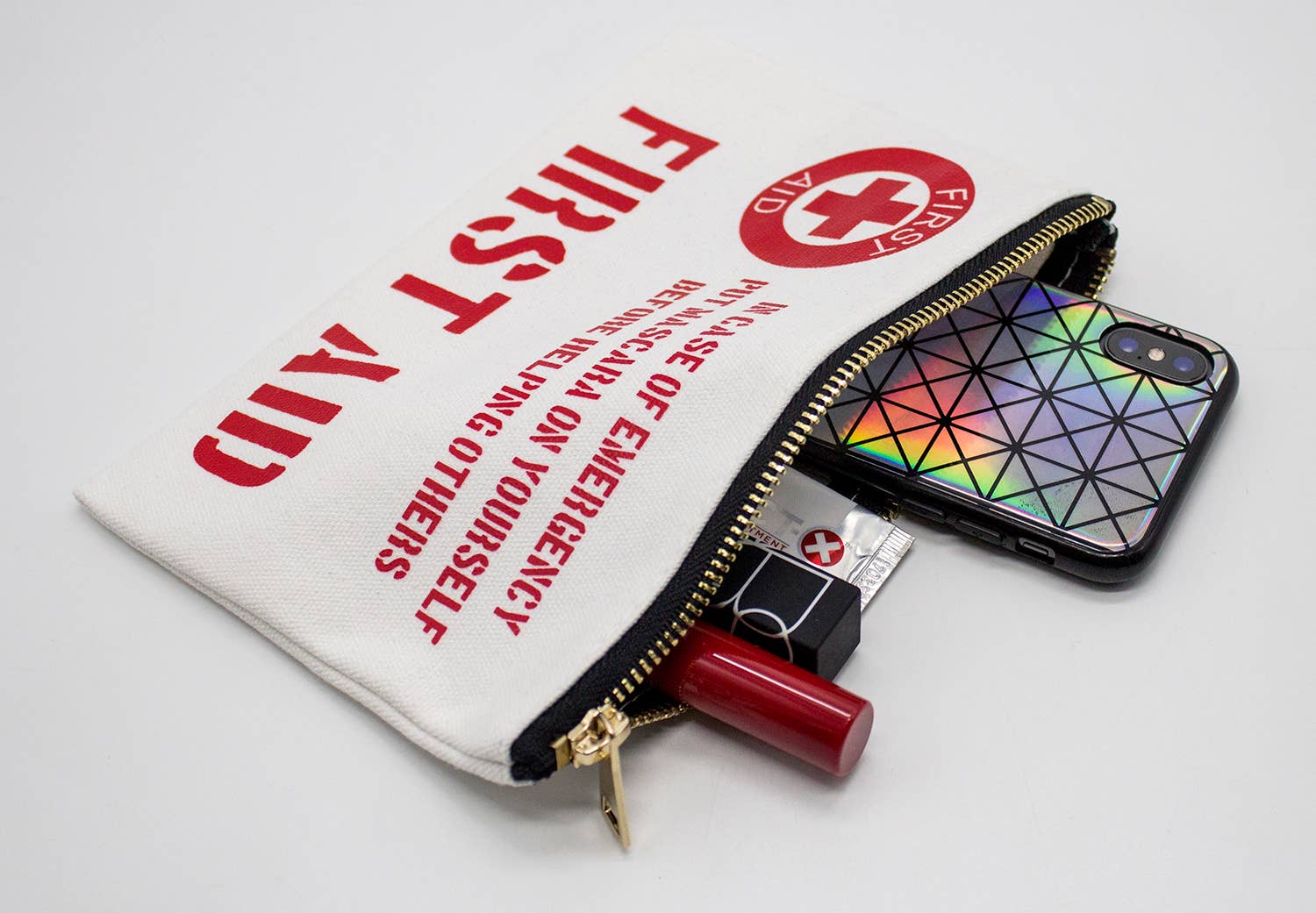 Fennco Styles - Wholesale Makeup/Cosmetic Bag - First Aid Cotton Canvas Travel Cosmetics Makeup Bag1