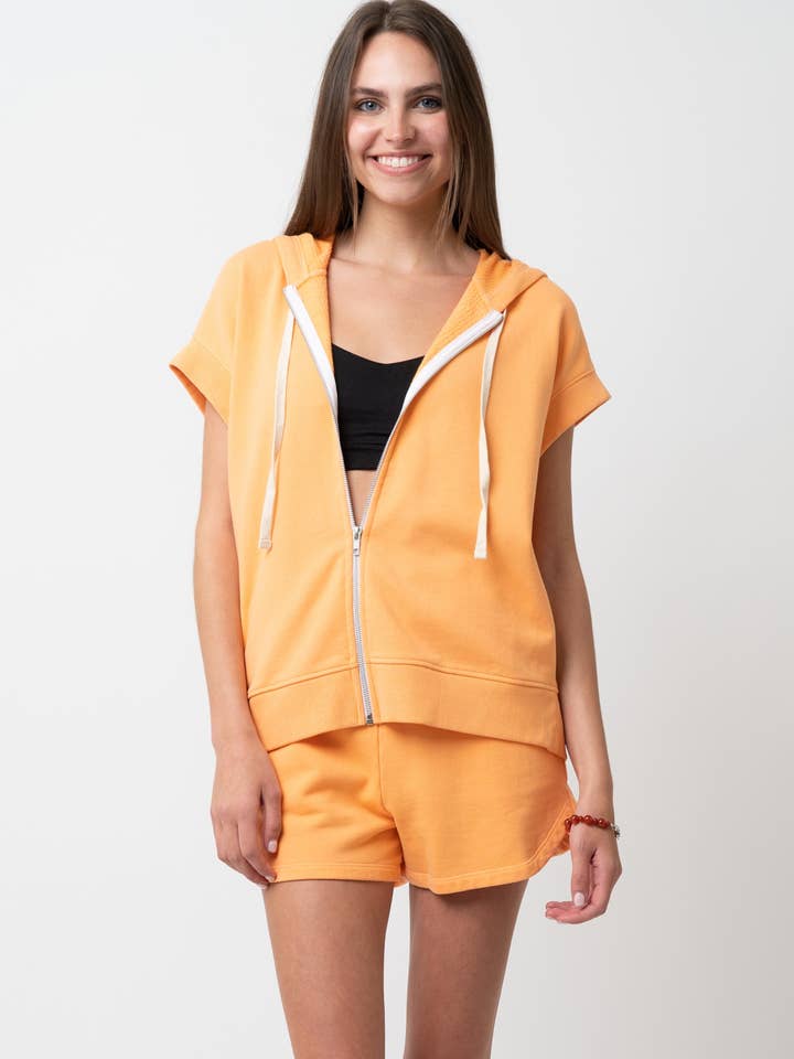 COTTON LOOSE HOODIE VEST for wholesale by ELLE GREY