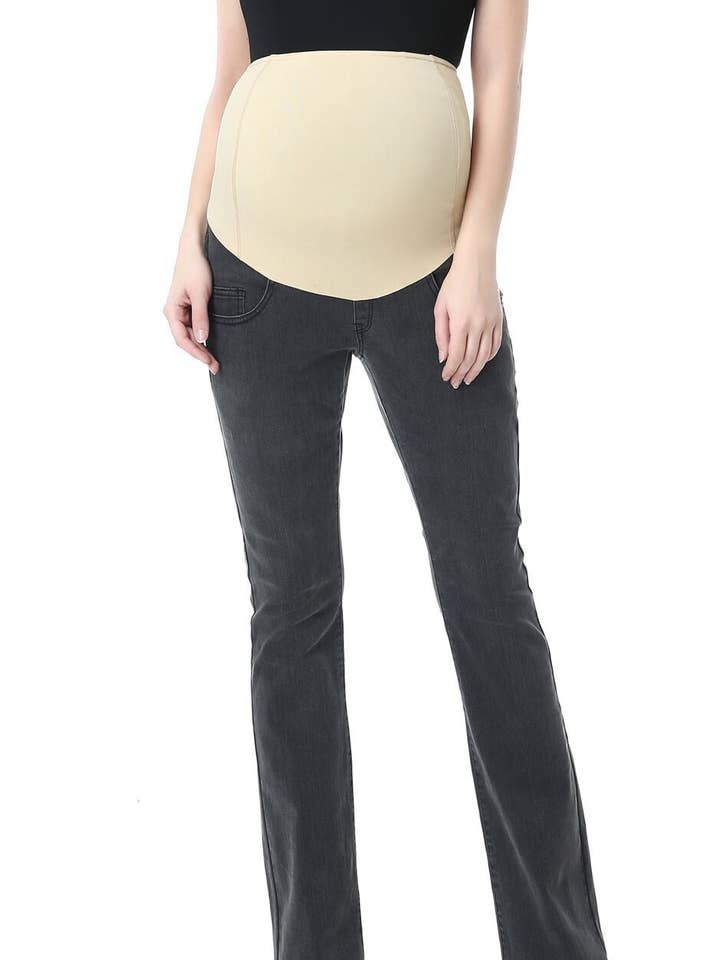 Kimi + Kai Maternity „Leni“ Moderne Boot Cut Denim Jeans Grå for engroshandel hos Kimi and Kai