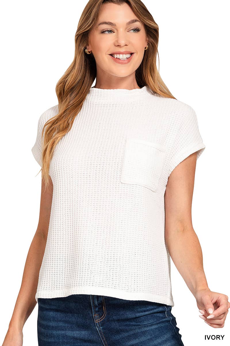 Vanilla Monkey – wholesale Tröjväst – Dam – Chenille Waffle kortärmad tröja3