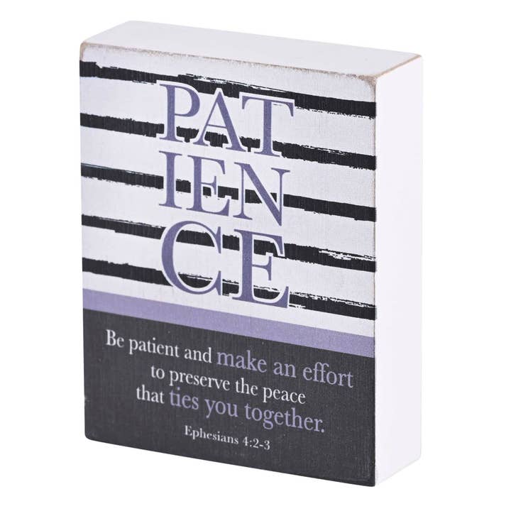 Cottage Garden - Wholesale Desk/Tabletop Sign - Tabletop Plaque Patience White 3x4