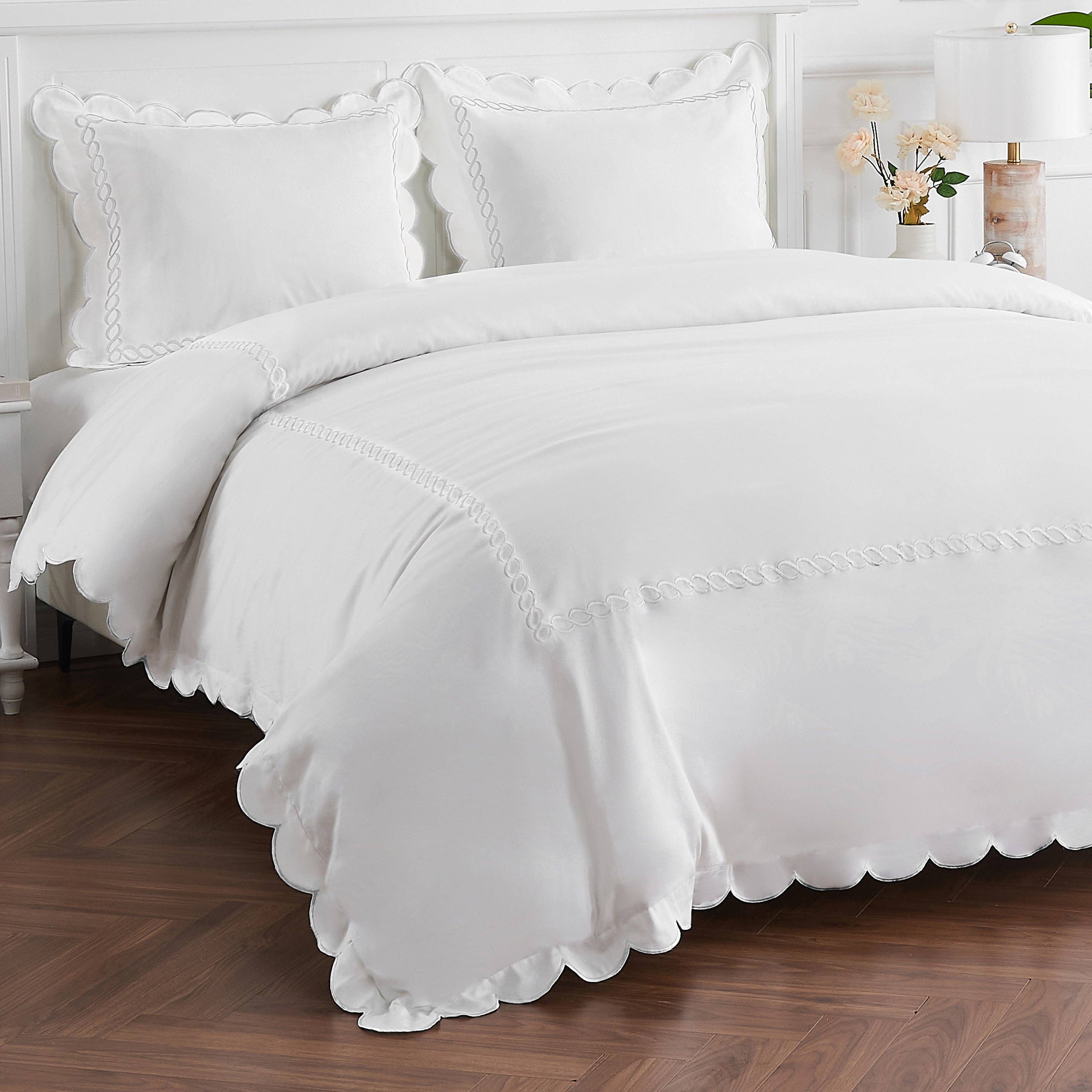Mélange Home - Wholesale Duvet Cover - 600 Thread Count Scallop Rope Embroidered Cotton Duvet Set1