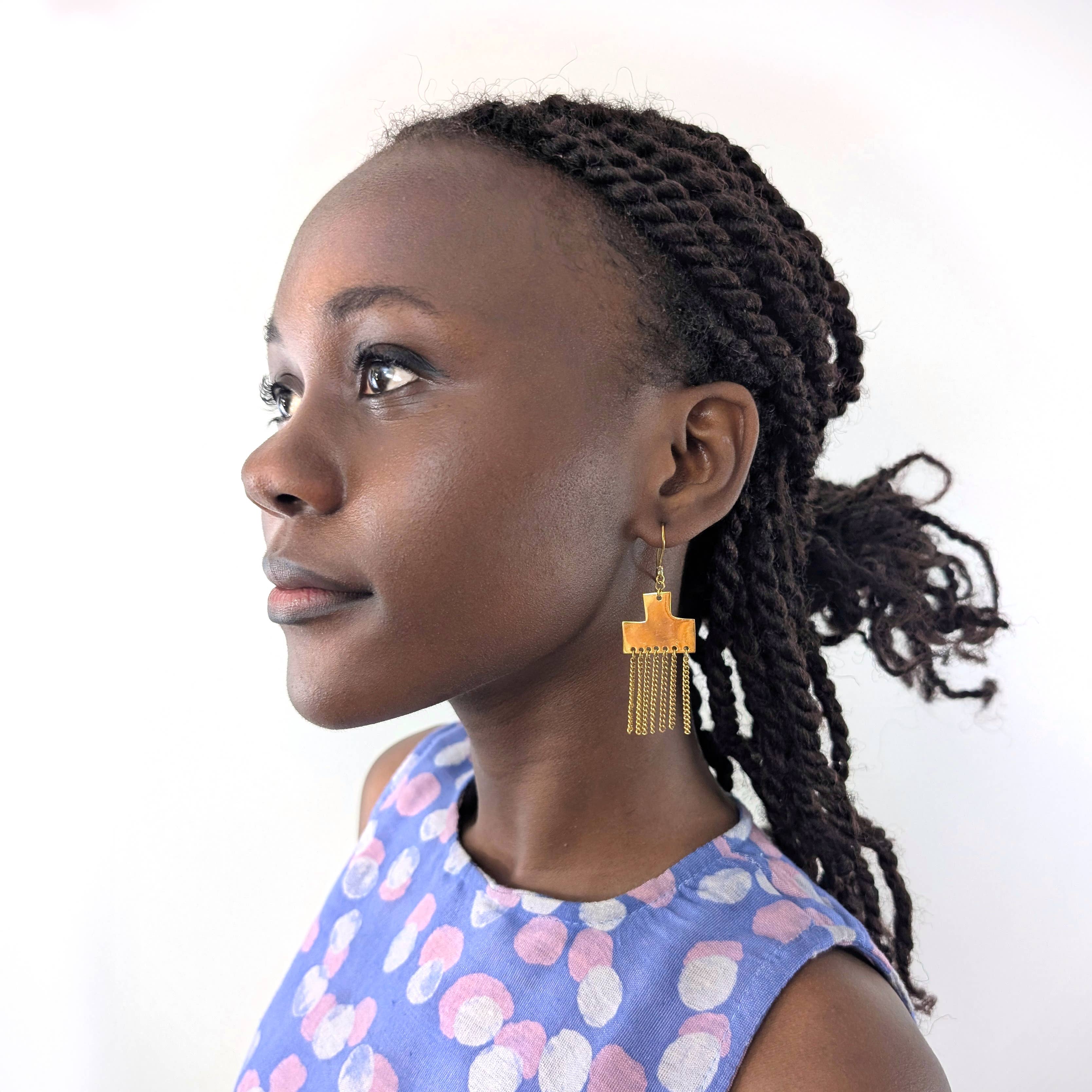 Swahili Coast - Wholesale Dangle Earrings - Waterfall Fringe Earrings - Brass2