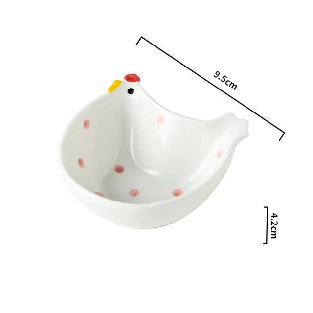 Homerely (We Cover All Import Duties) – wholesale Decorative plate/dish/bowl – Ceramic Chicken Shape Snack Sauce Plate1