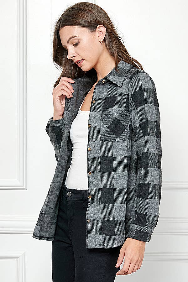 Veracci - Wholesale Button Down Shirt - Women's - Stretch button Up Women Plaid Sweater Shirt20