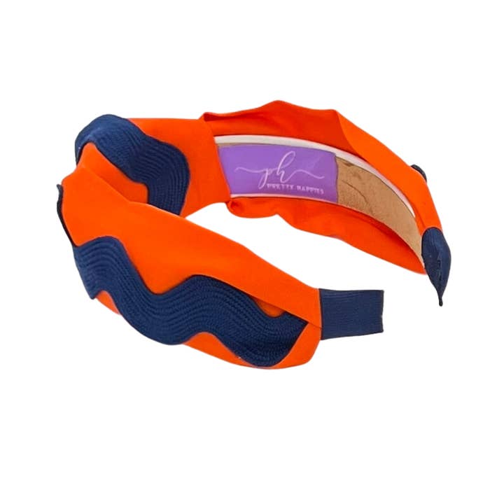 Pretty Happies - Wholesale Fashion Headband - Women's - Orange and Navy Team Spirit Bundle - Choice of Gingham4