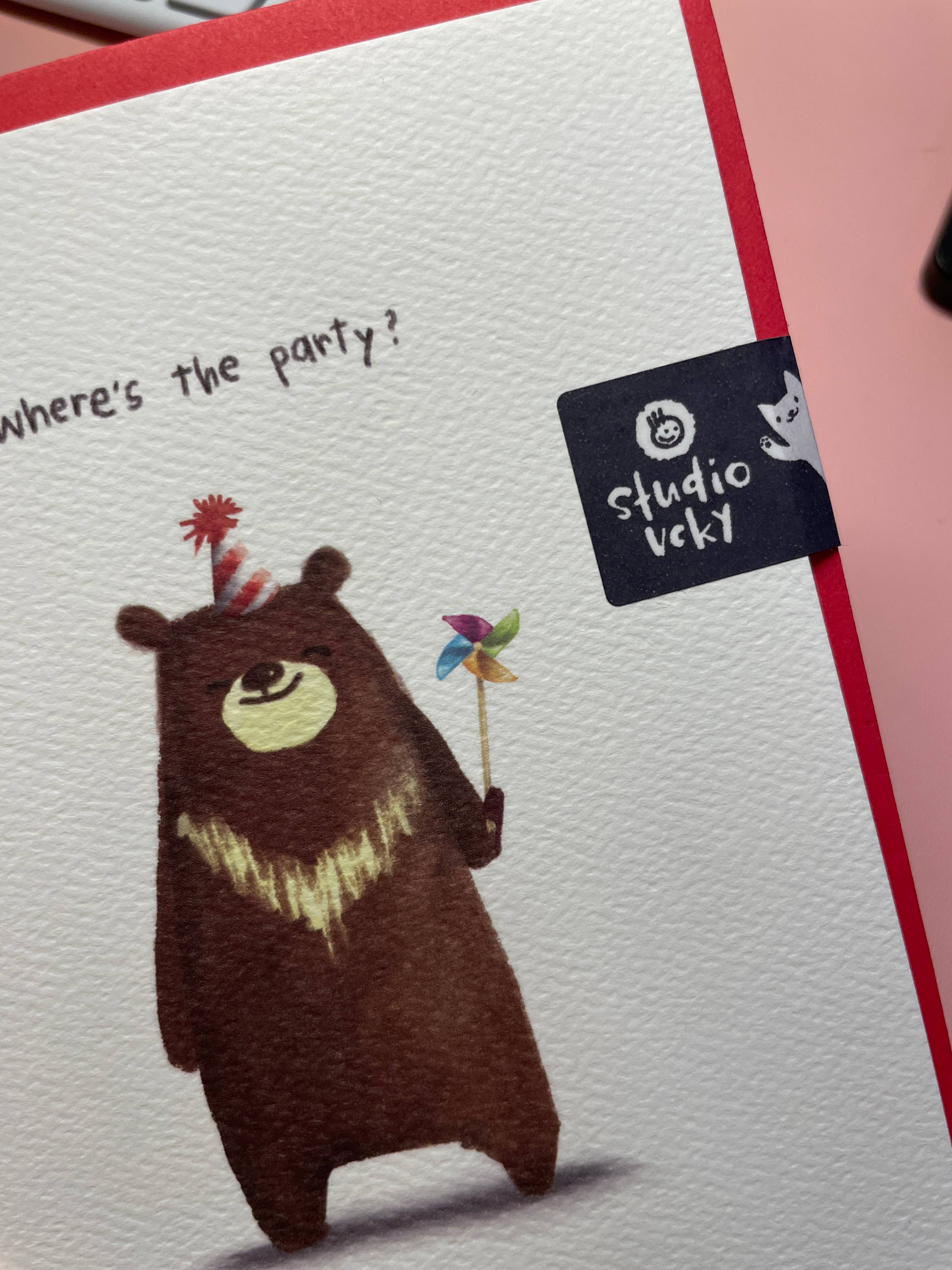 studio vcky - Wholesale Birthday Card - Greeting Card - Pinwheel Bear1