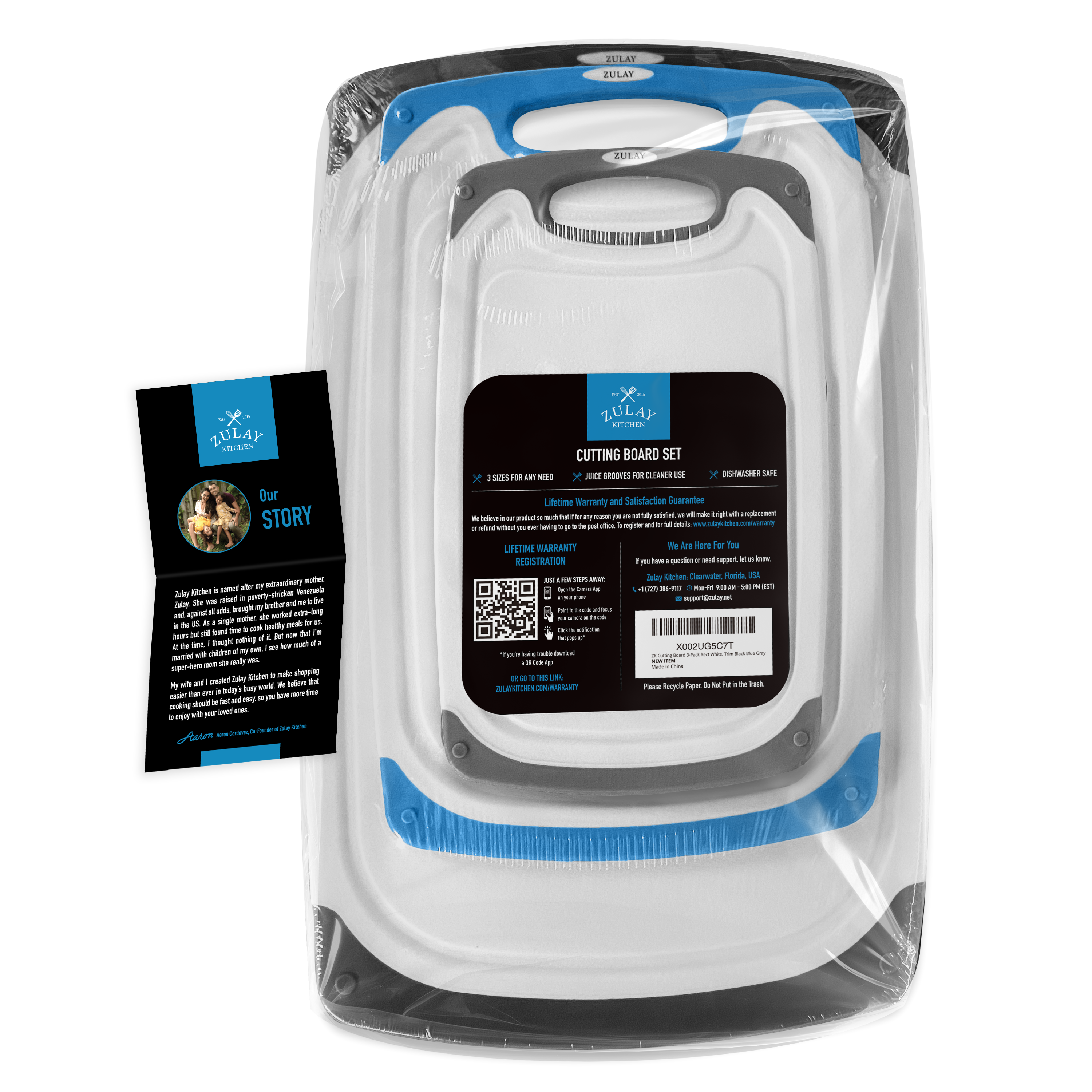 Zulay Kitchen - Vendita all'ingrosso Taglieri - Set di 3 Taglieri in Plastica – Scanalatura Antiscivolo per Succhi8