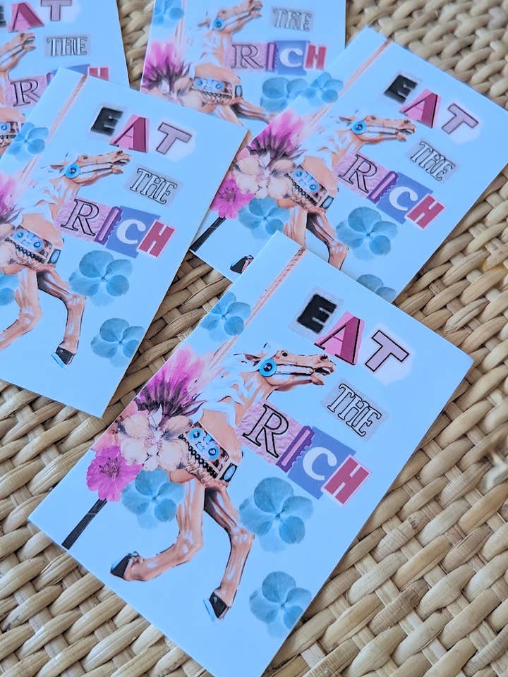 Eat the Rich Collage Art Sticker for wholesale by Hello Magnolia Print Shop