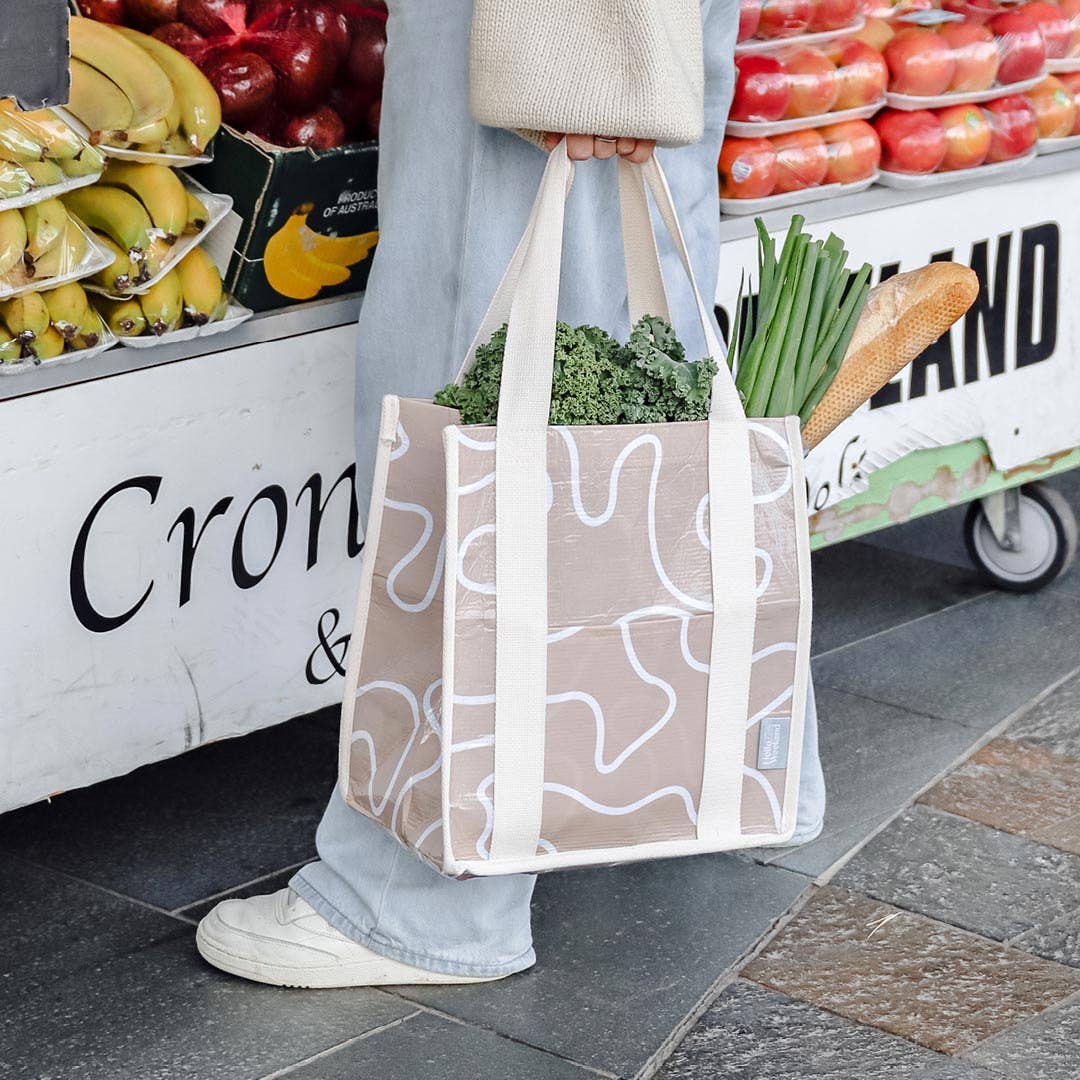 Hello Weekend - Vendita all'ingrosso Borsa per shopping/spesa - Beige neutro e fard - Borsa Daily Market con tasca4