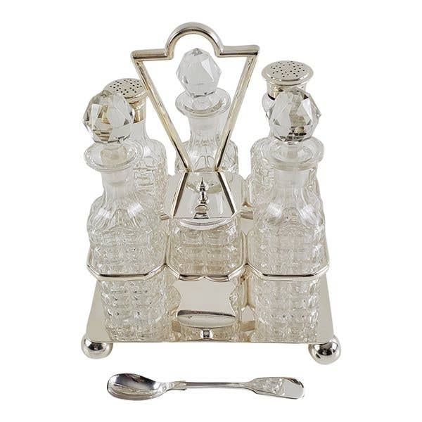 Placa de prata inglesa de 6 garrafas galheteiro c.1885 por atacado de Corbell Silver