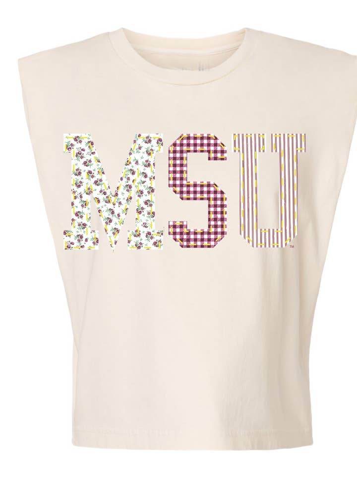 Mississippi State Bulldogs Quilted Puff Ink Off White Tank for wholesale by LivyLu