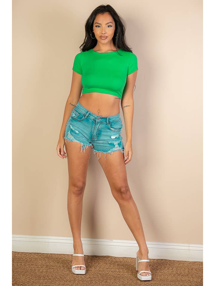 CAPELLA APPAREL - Wholesale Knit Top - Women's - Short Sleeve Roundneck Crop Top11