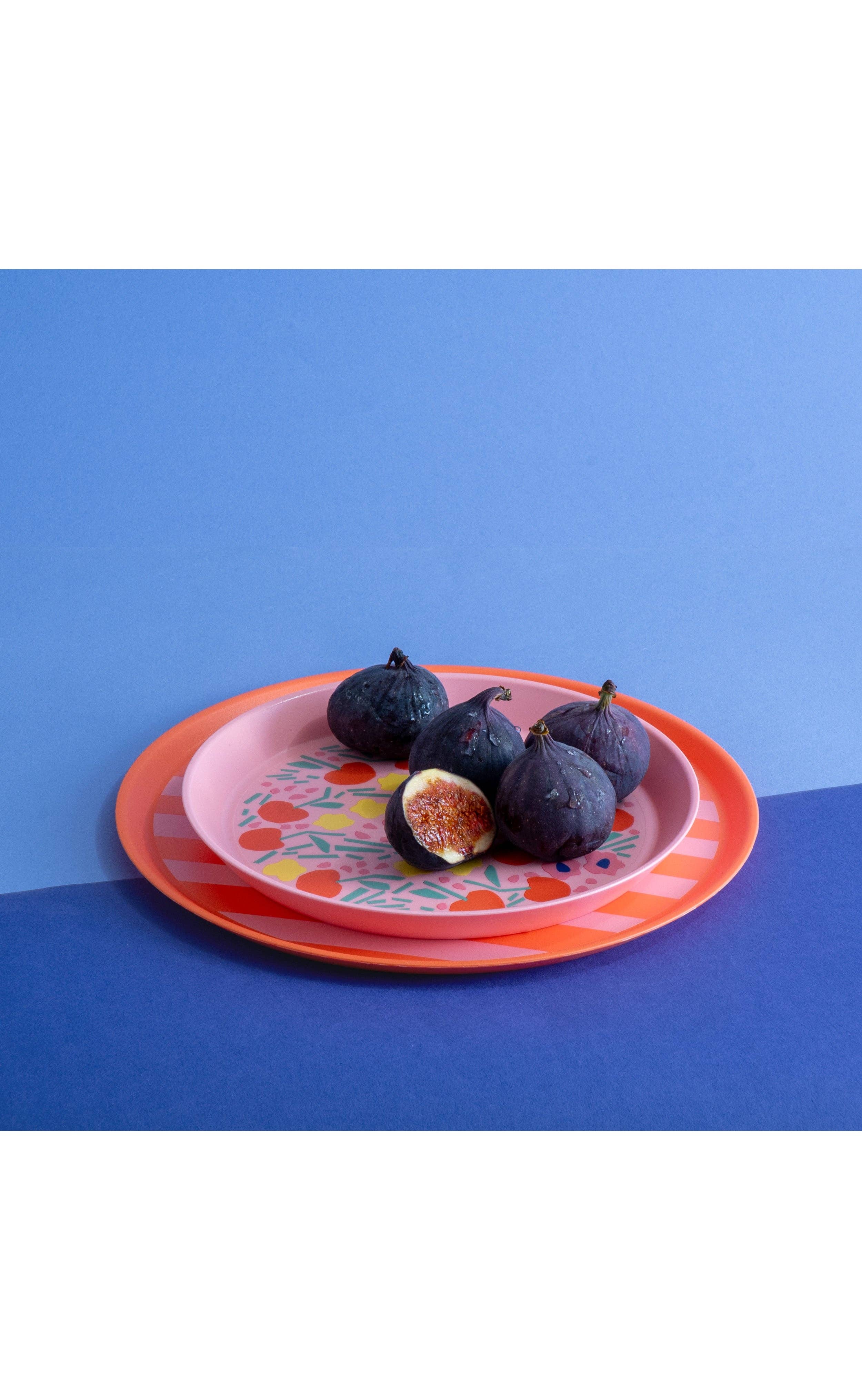 strong coral Large Plate NORA PLATE STRIPES for wholesale on Faire2