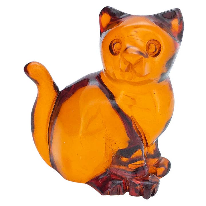 Cognac Amber Mini Cat Carving for wholesale by Amberman