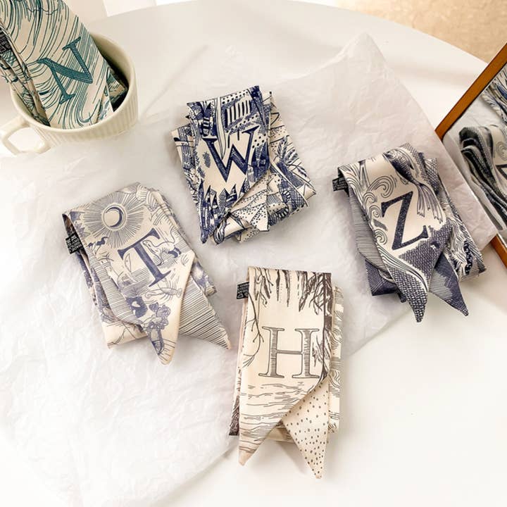 DrifWoo - Wholesale Scarf - Women's - Initial Silk Scarf – Personalized Gift Accent for Her9