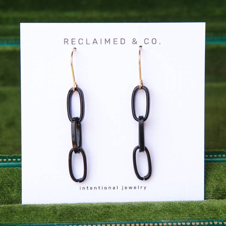 Salvaged Black Link Earrings for wholesale by Reclaimed & Co. Jewelry