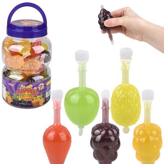 Fruix Popping Fruit Jellies Jars 2 Pack - Tik Tok Trending Fruit Jellies -  Assorted Flavors Fruit Squeeze Jellies - Jelly Fruit Candy - 2 Jar Count