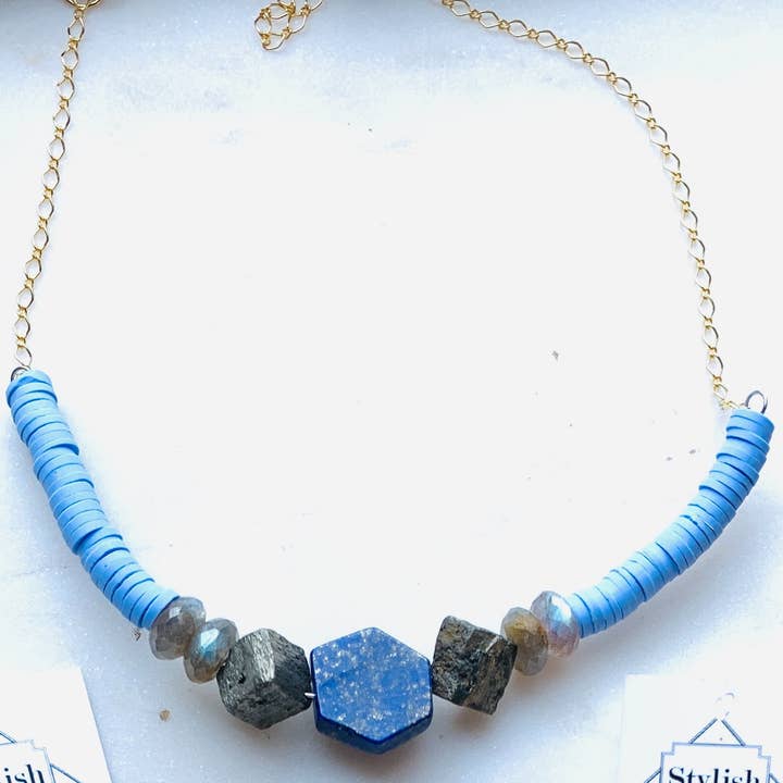 Gemstone + Heishe necklace for wholesale by stylishgirl
